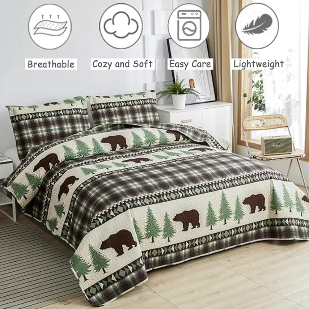 3Pcs rustic cabin bedspread coverlet set Full/Queen size